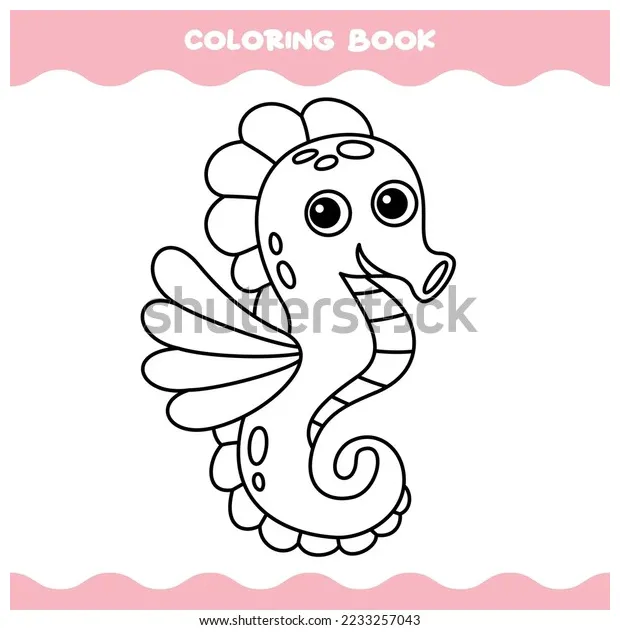 Coloring page cartoon sea horse stock vector 2233257043