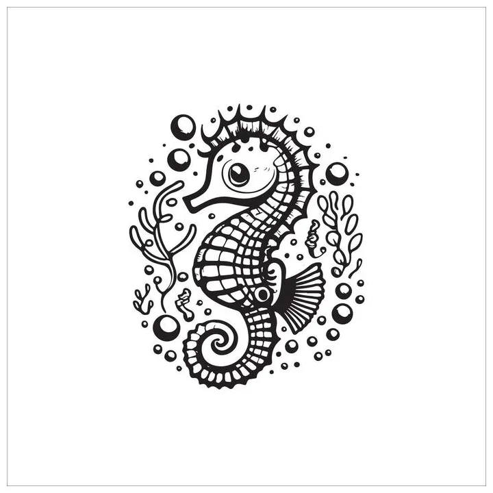 Sea horse coloring page vector art, icons, and graphics for