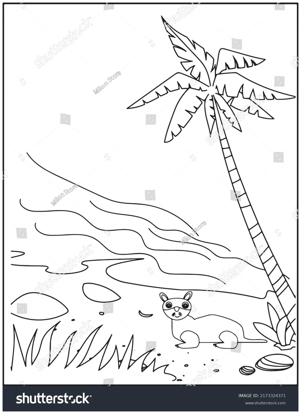 Sea Otter Coloring Page Kids Premium Stock Vector (Royalty Free