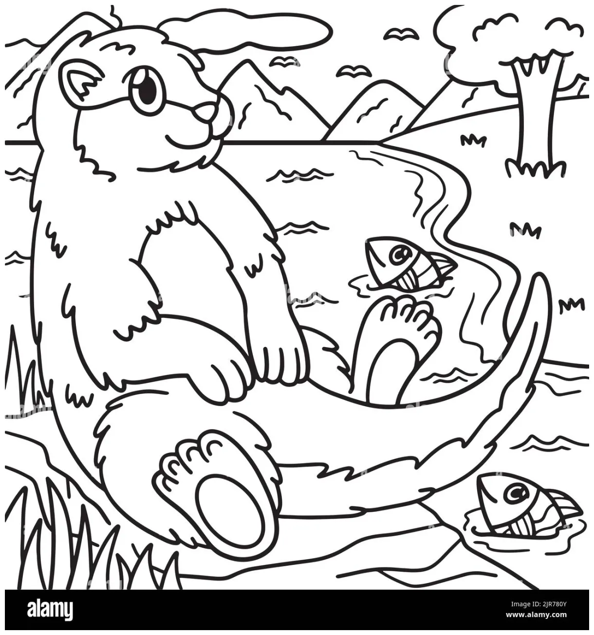 Sea Otter Coloring Page for Kids Stock Vector Image & Art - Alamy