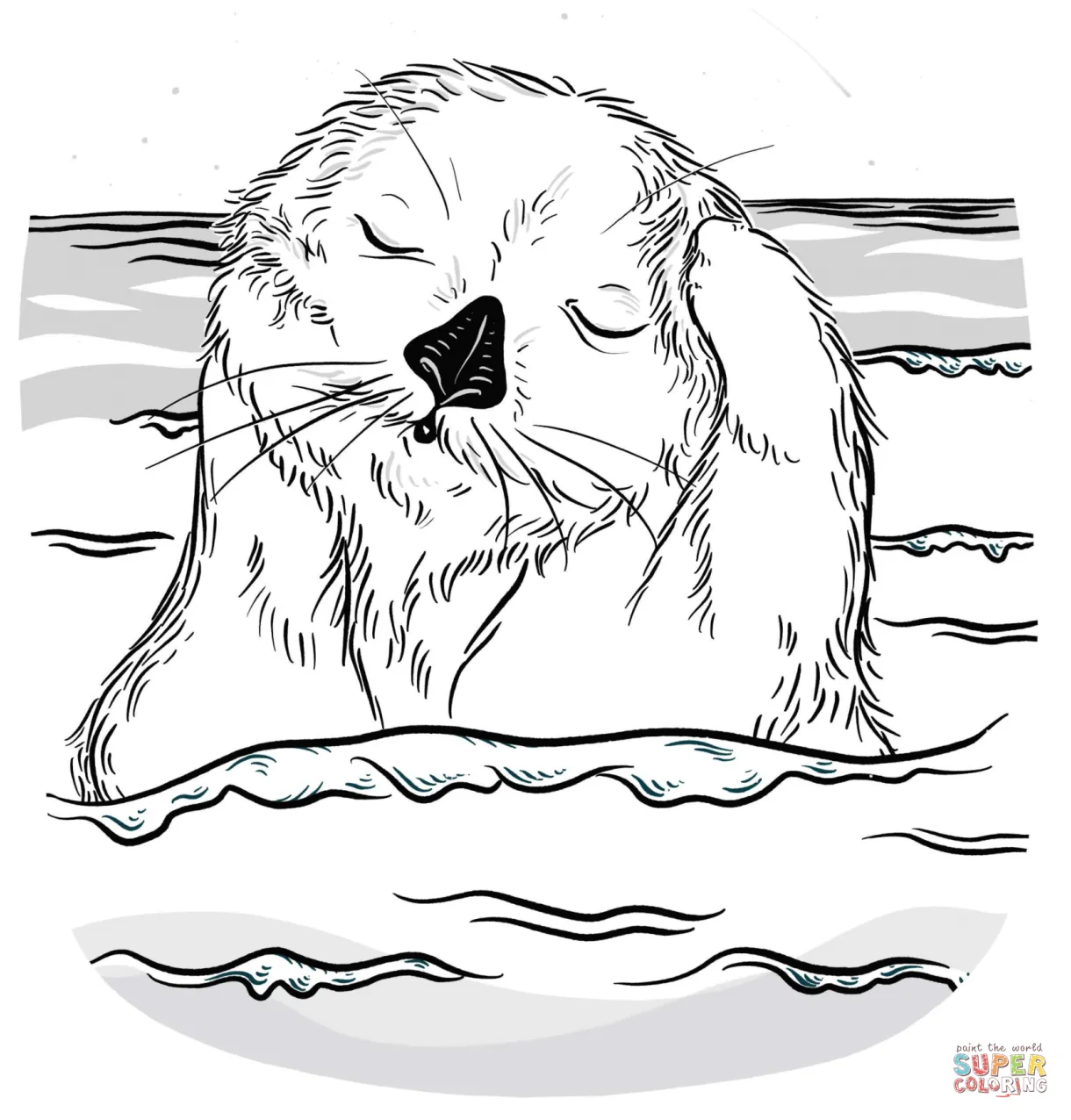 Sea otter grooming its face coloring page free printable coloring pages
