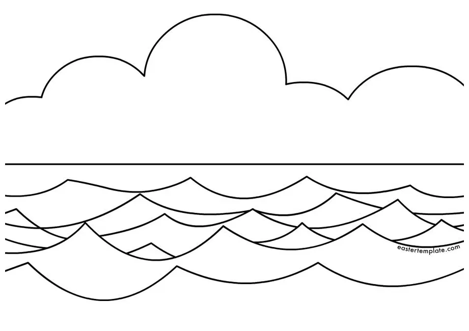 Sea coloring page easter template