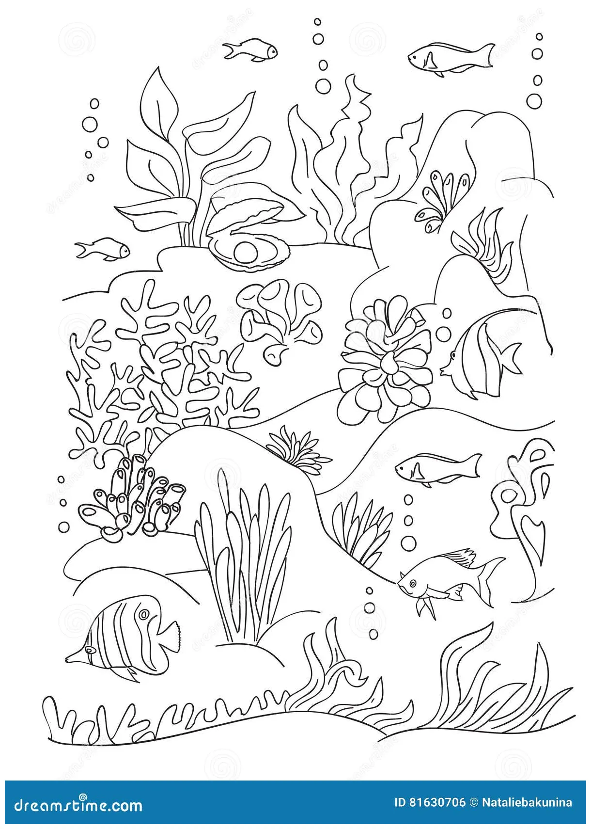 Sea coloring book page. vector illustration cartoondealer #81630706 printable coloring page
