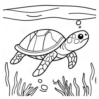 Happy Sea Turtle Swimming Coloring Page | Coloring-Pages.com