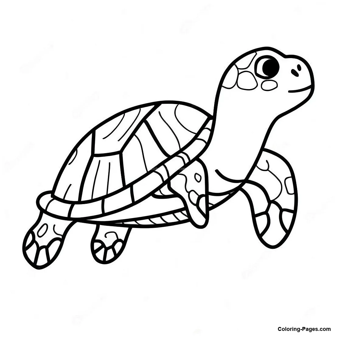 Happy Sea Turtle Swimming Coloring Page | Coloring-Pages.com