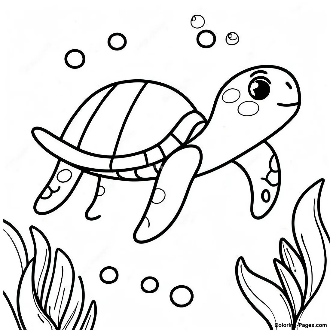 Cute Sea Turtle Swimming Coloring Page | Coloring-Pages.com