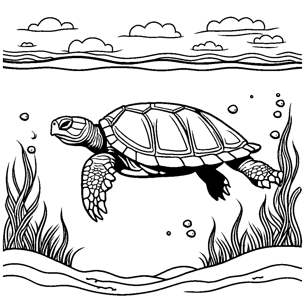 Happy swimming turtle coloring page Lulu Pages