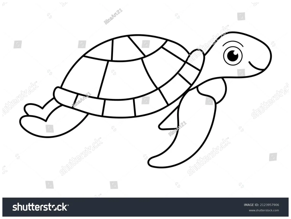 Sea Turtle Kid Coloring Page Swimming Stock Vector (Royalty Free