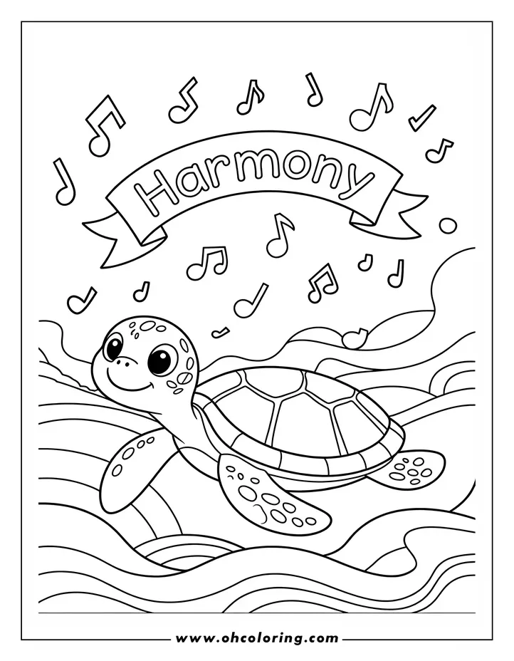 Sea Turtle Swimming Coloring Page | Oh! Coloring