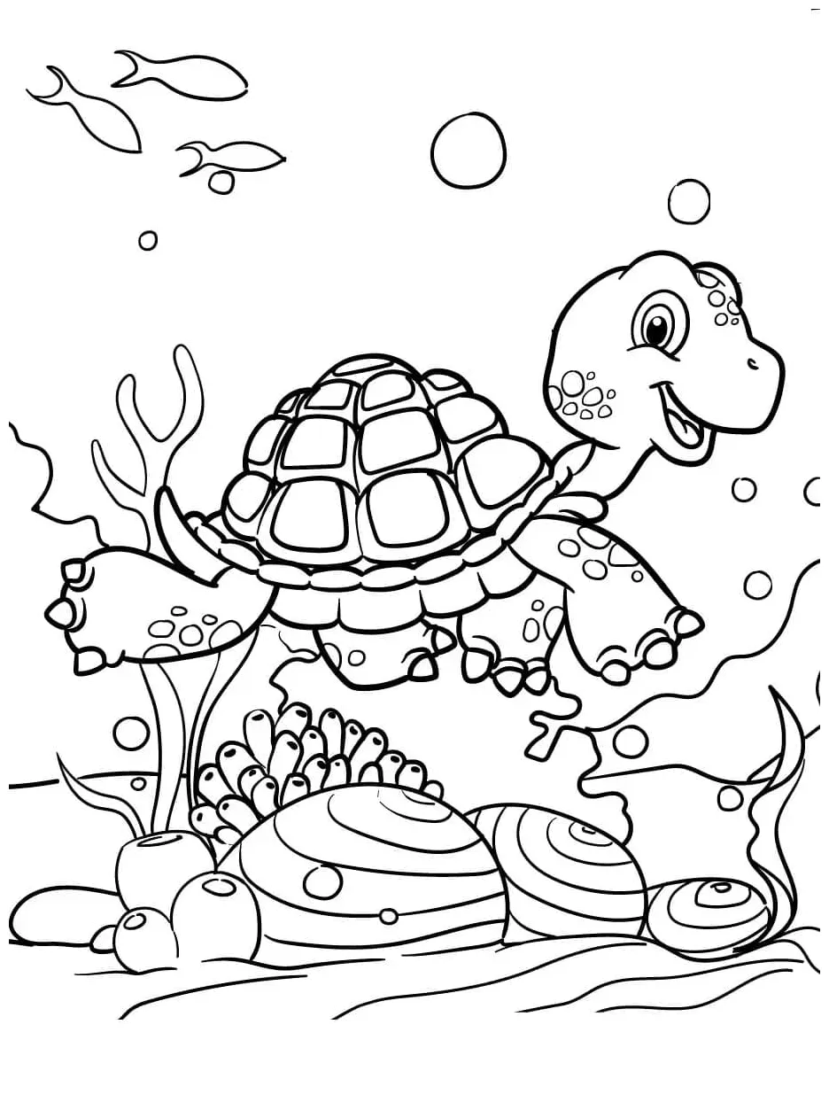 Swimming Turtle coloring page - Download, Print or Color Online for Free