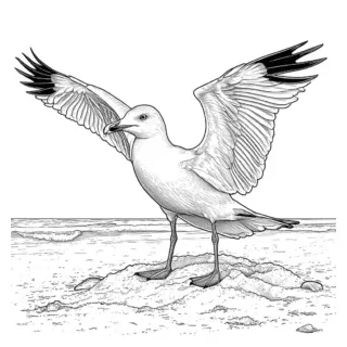 Seagull on boat railing coloring page lulu pages