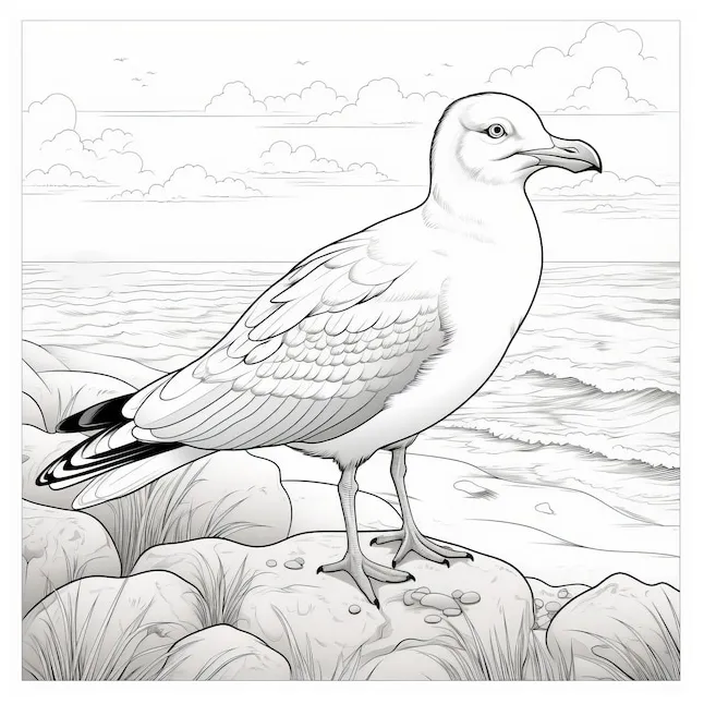 Premium ai seagull coloring book page for toddlers