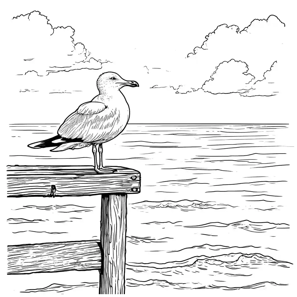 Seagull on dock coloring page lulu pages