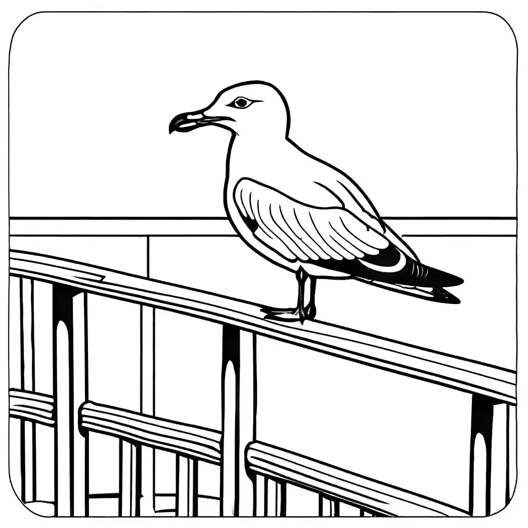 Seagull on boat railing coloring page lulu pages