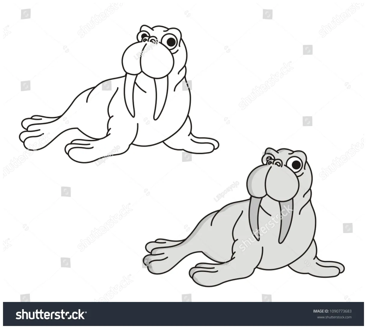 Seal coloring page kids stock vector 1090773683
