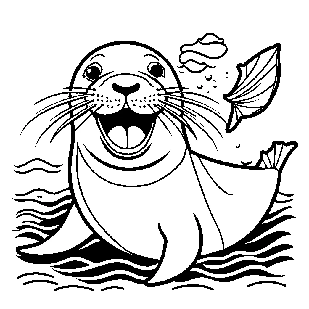 Happy seal coloring page Lulu Pages