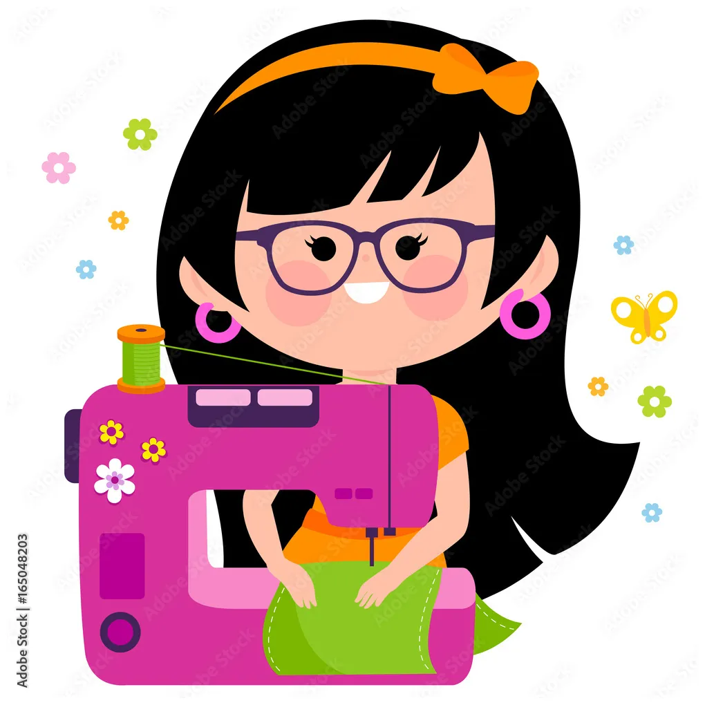 Seamstress using her sewing machine. vector illustration stock vector