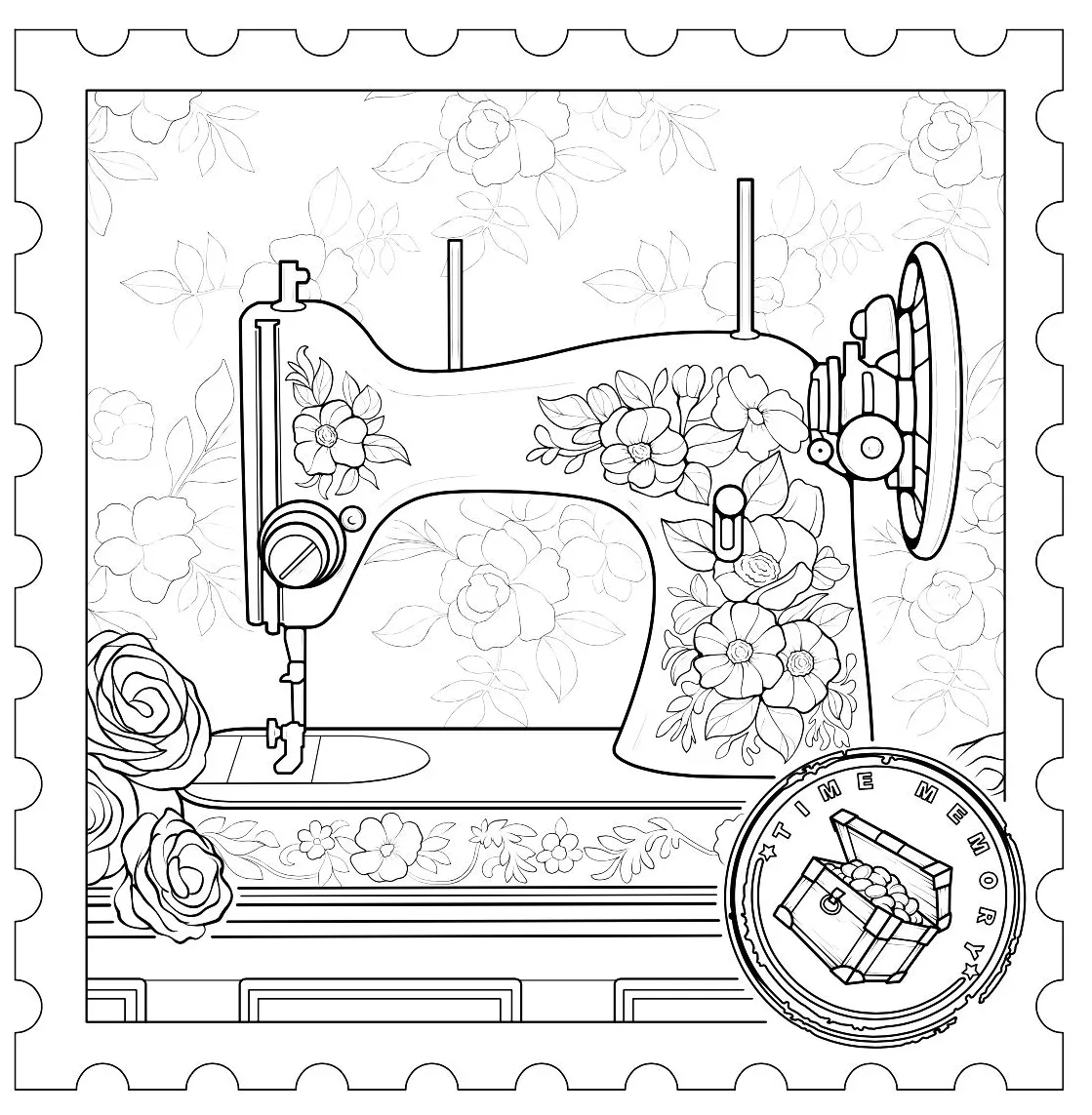Sewing machine coloring page