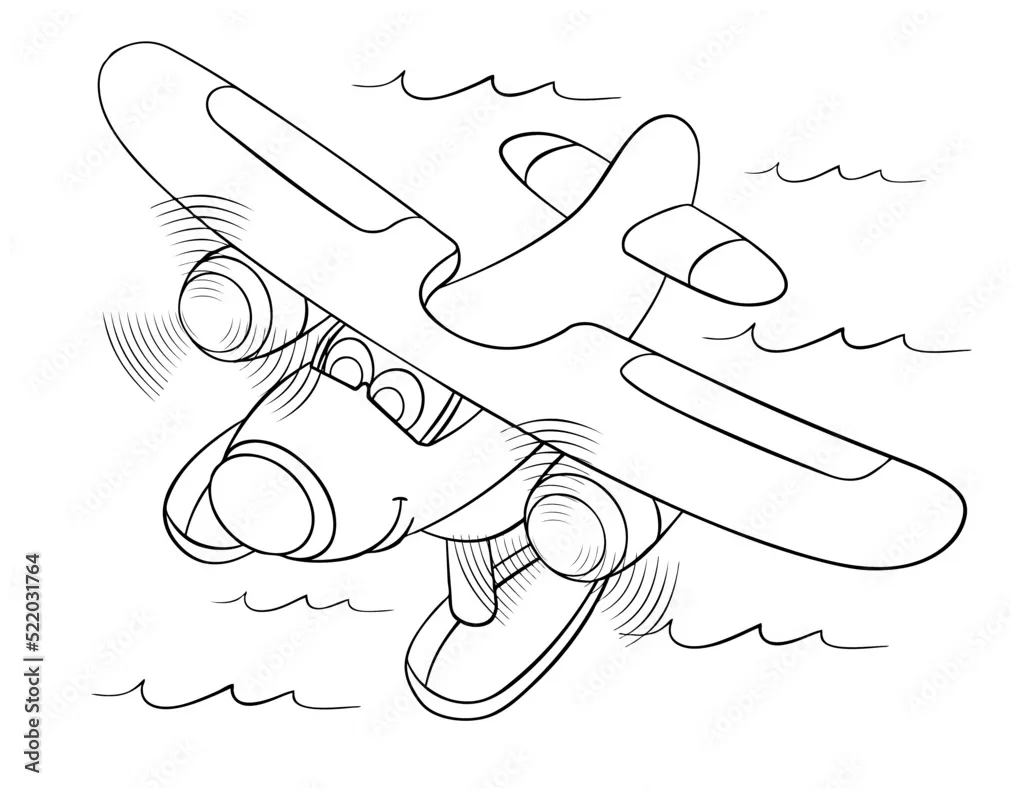 Cartoon seaplane for coloring page. stock vector adobe stock