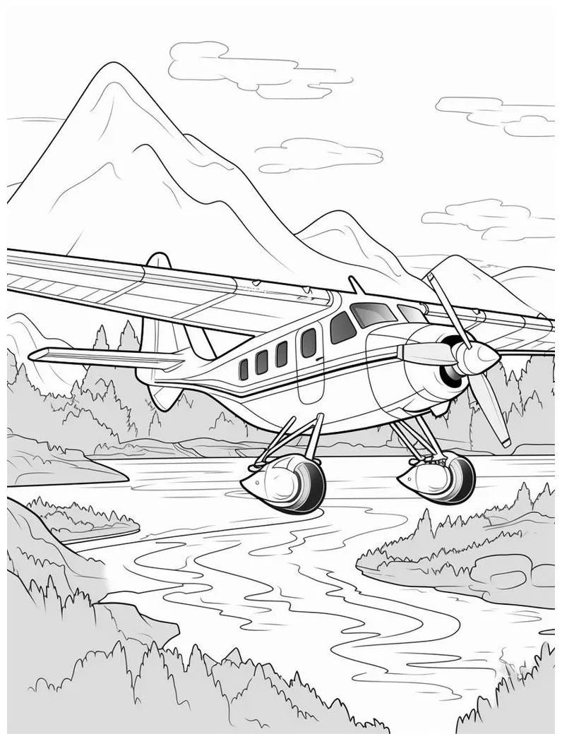 Seaplane free printable coloring page by coloring-collective on