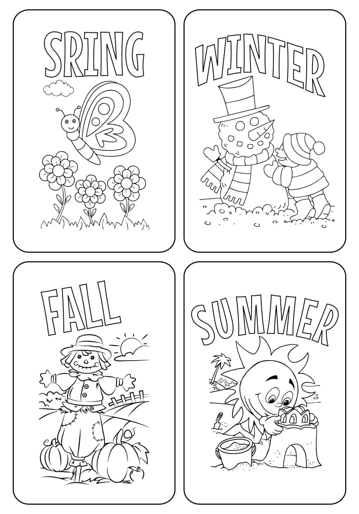 Seasons preschool coloring pages printablee