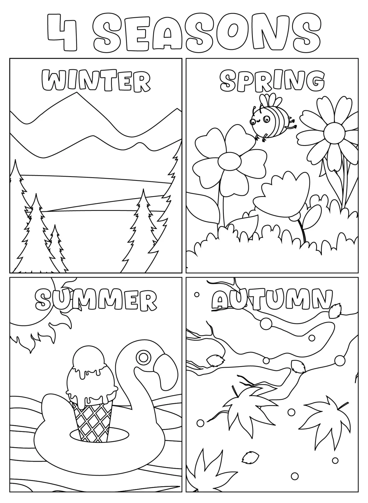 Seasons coloring page