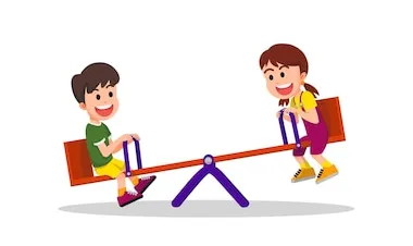 Premium vector two happy children playing seesaw