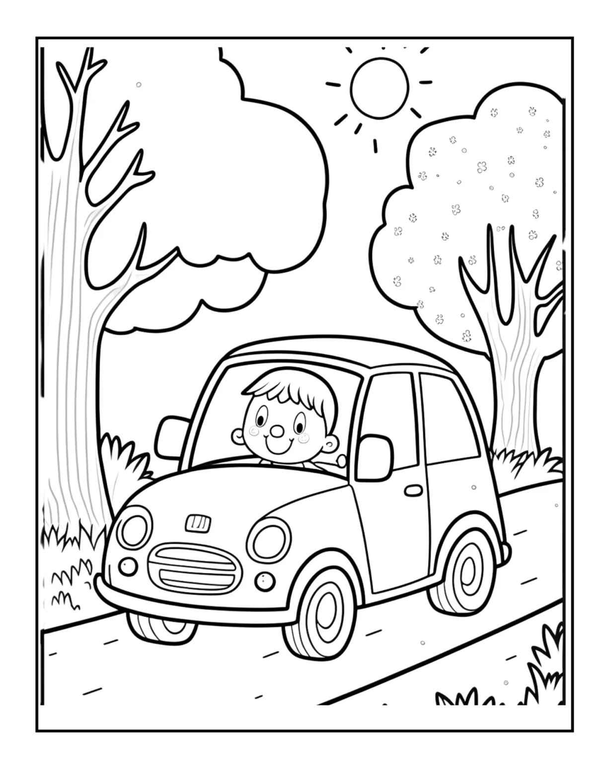 Person in car driving coloring page curious learners academy