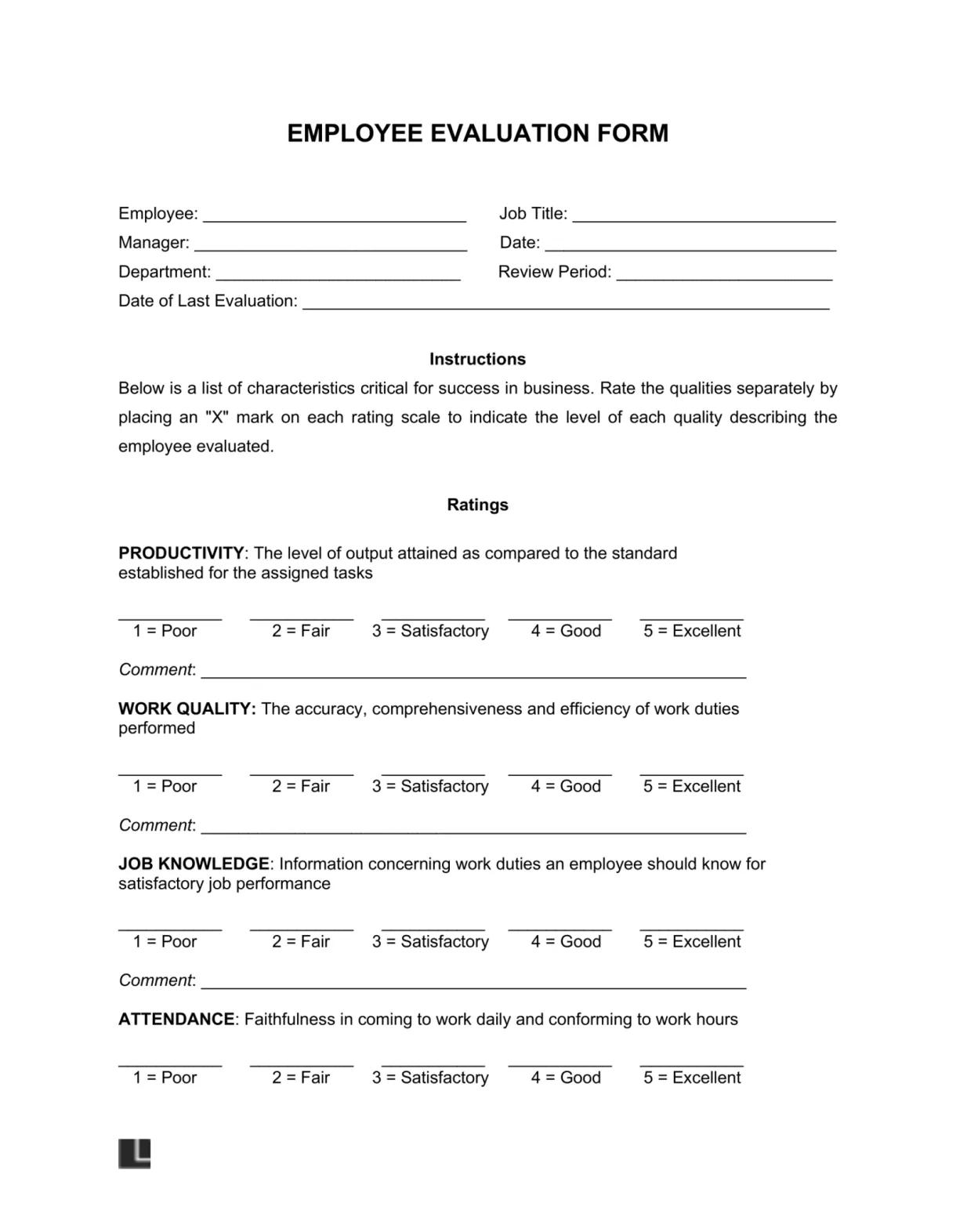 Annual employee evaluation form pdf template sample templates my xxx