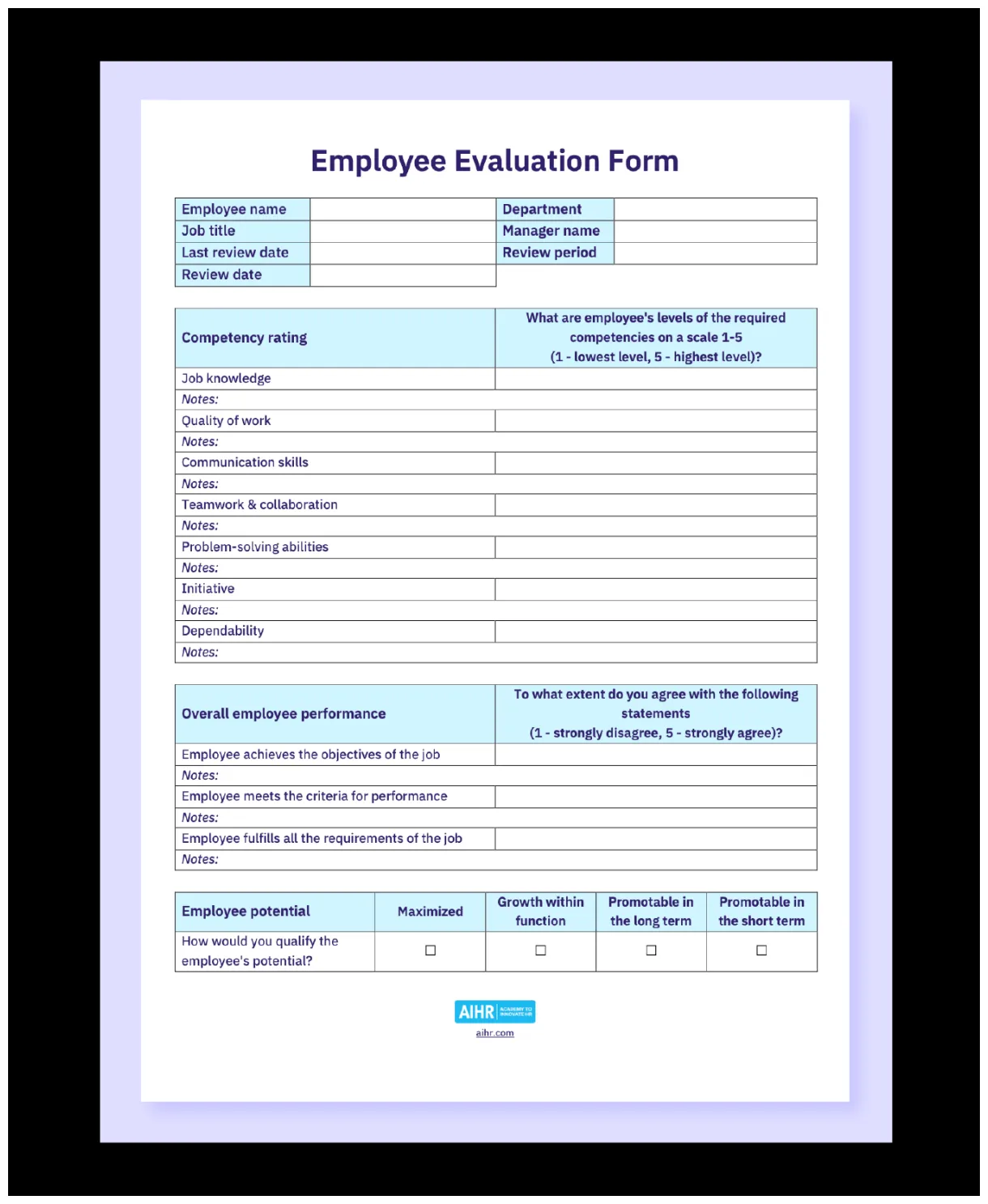 Personnel evaluation form sample at ramiro schilling blog