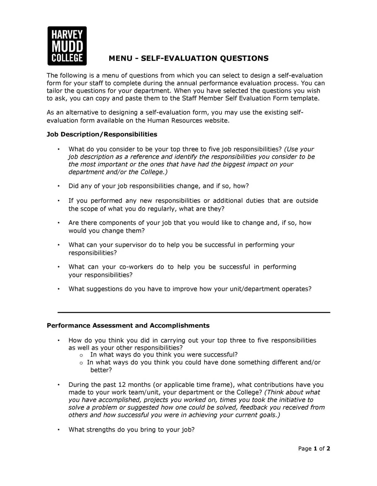 50+ self evaluation examples, forms & questions ᐅ templatelab