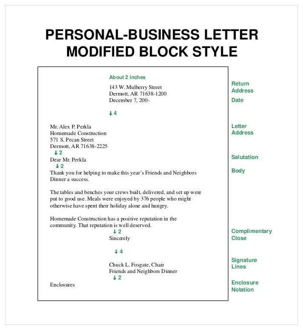 Semi block layout business letter armando friend's template