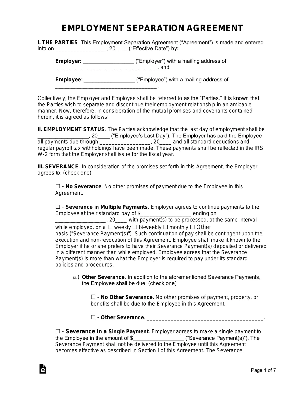 Free employment template pdf word eforms