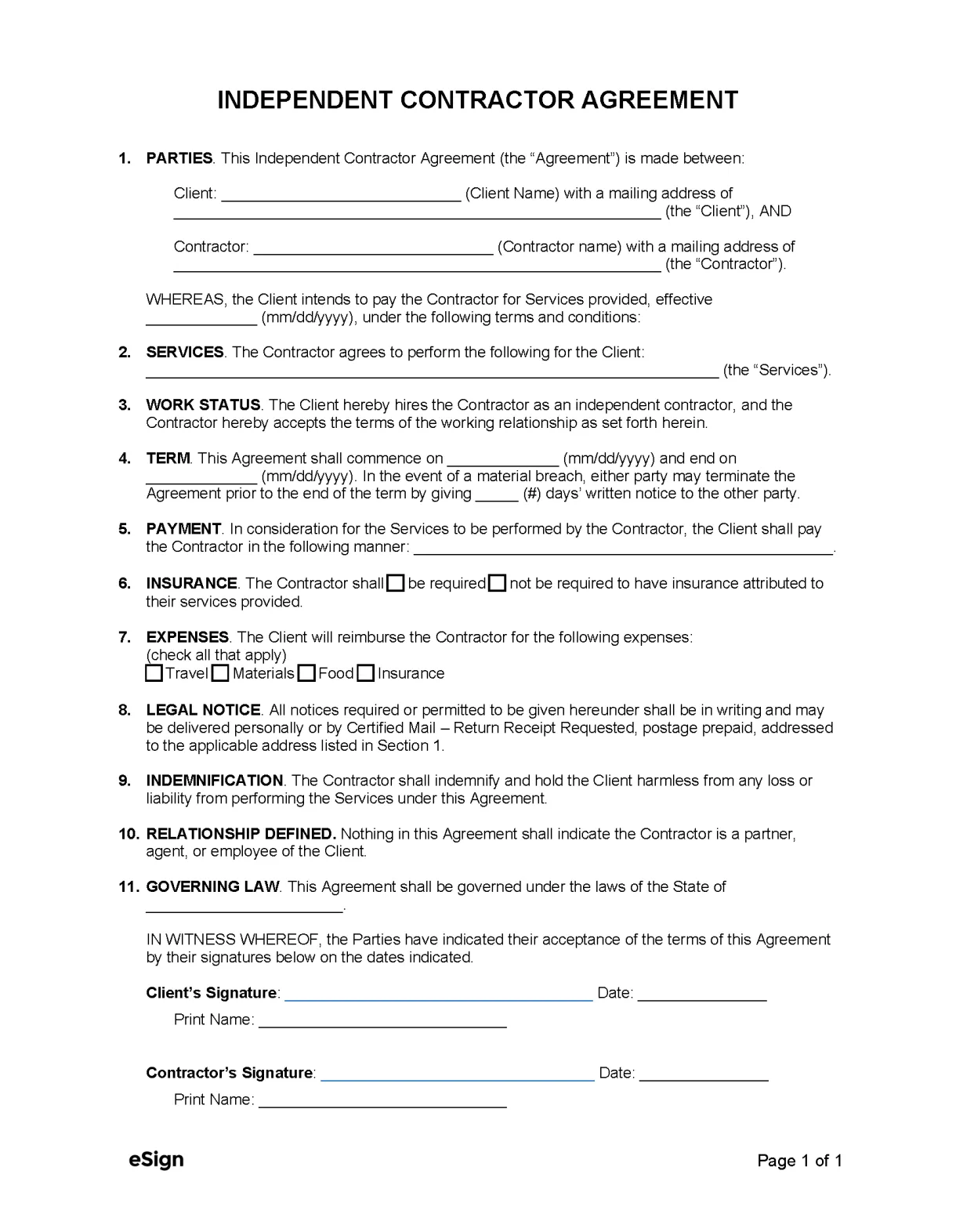 Client agreement template