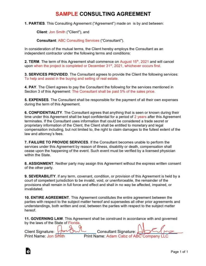Consulting agreement template, best practices, & examples consulting