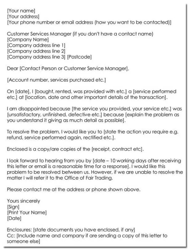 20 complaint letter templates how to write with examples printable coloring page