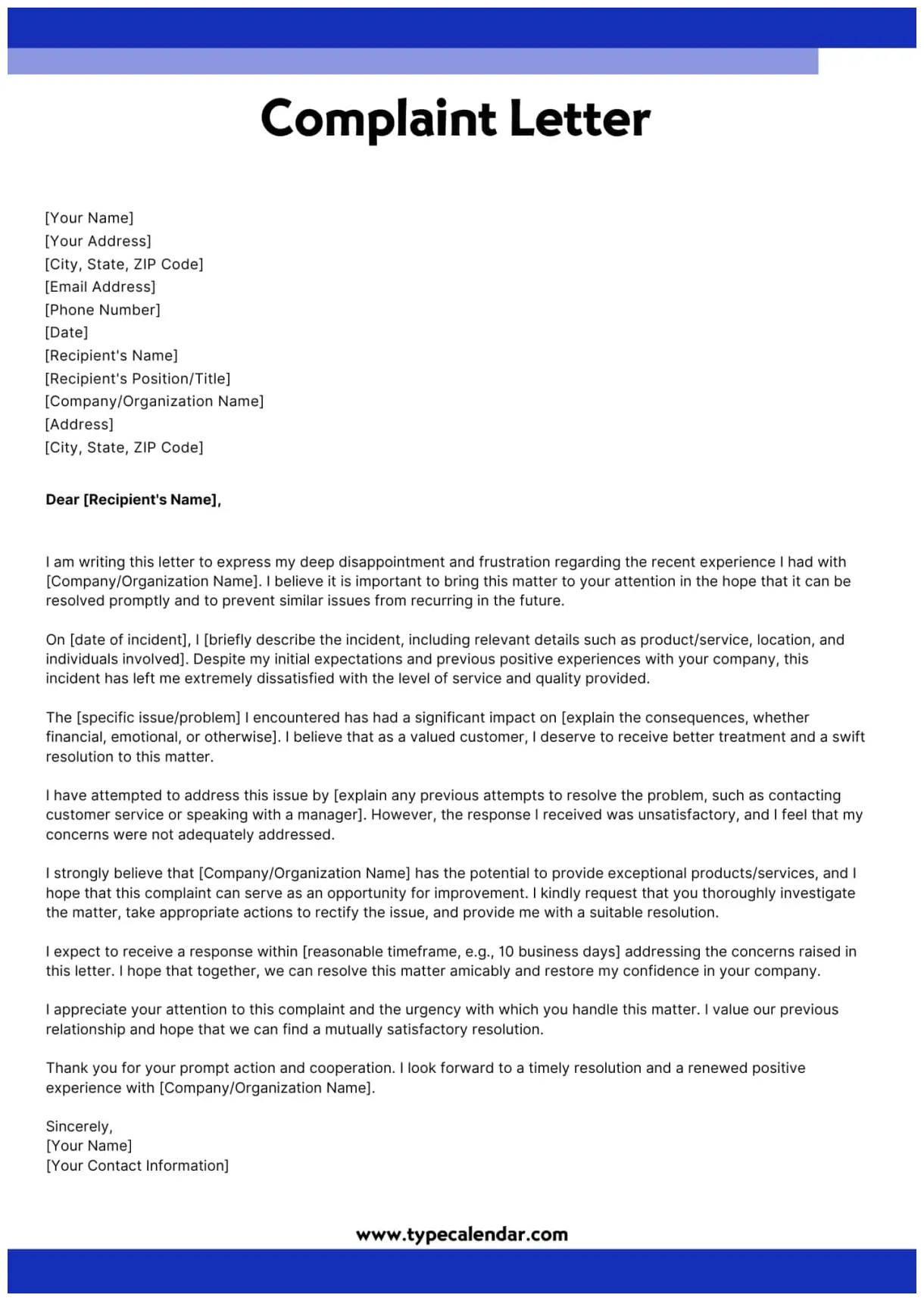 Free complaint letter template sample letter of complaint, 42% off