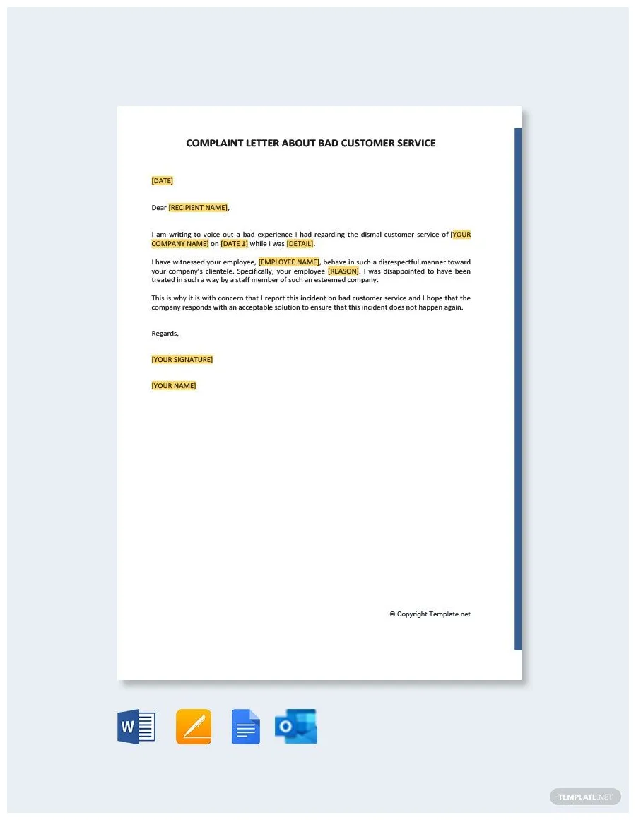 Simple customer template in google docs, pages