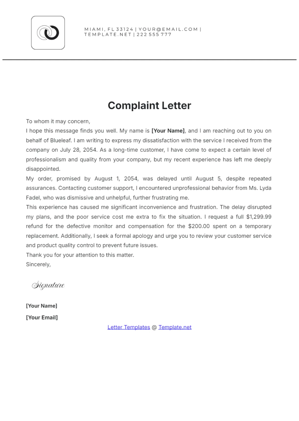 Free ai complaint letter generator, free complaint letter maker online