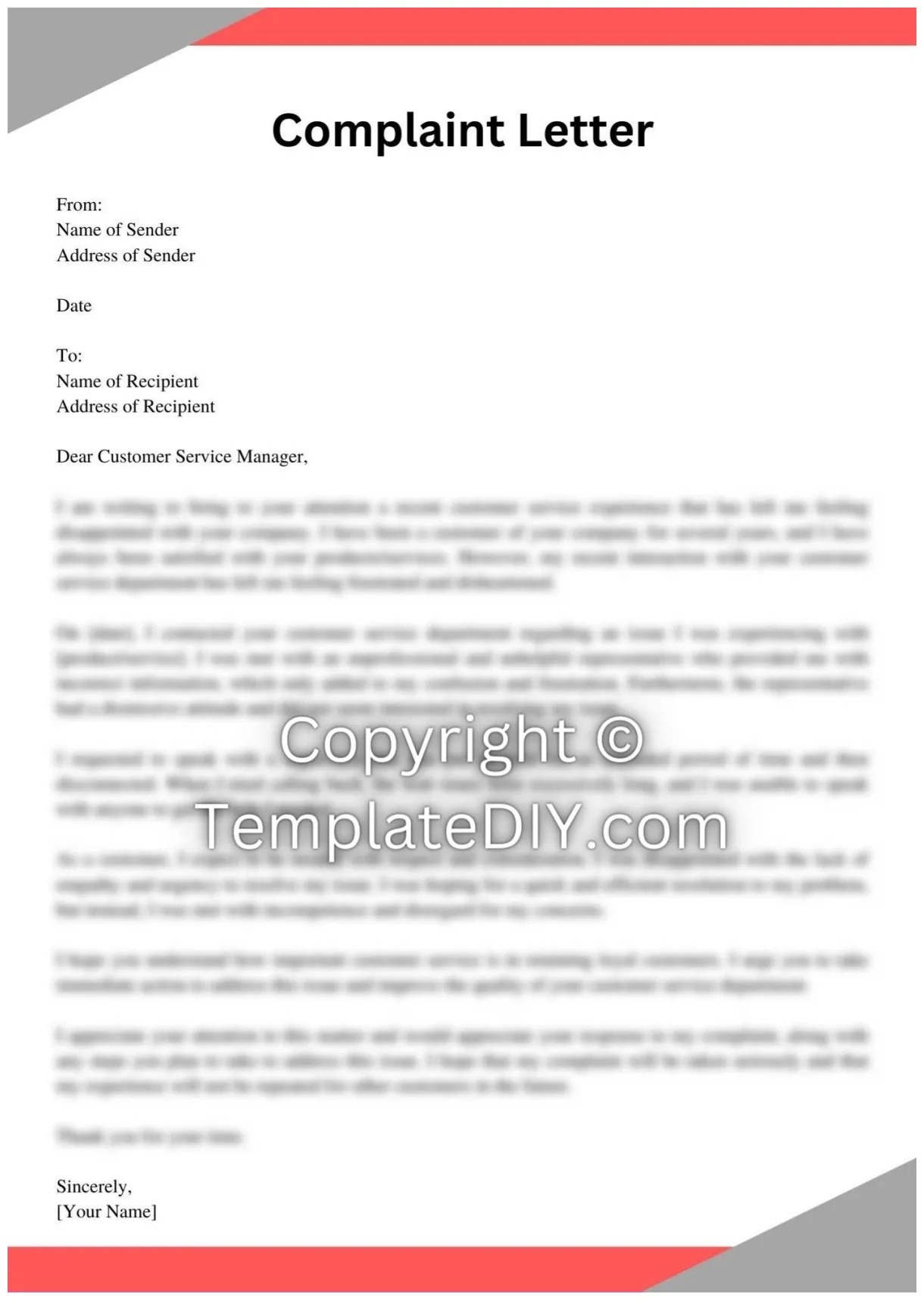 Customer sample with examples