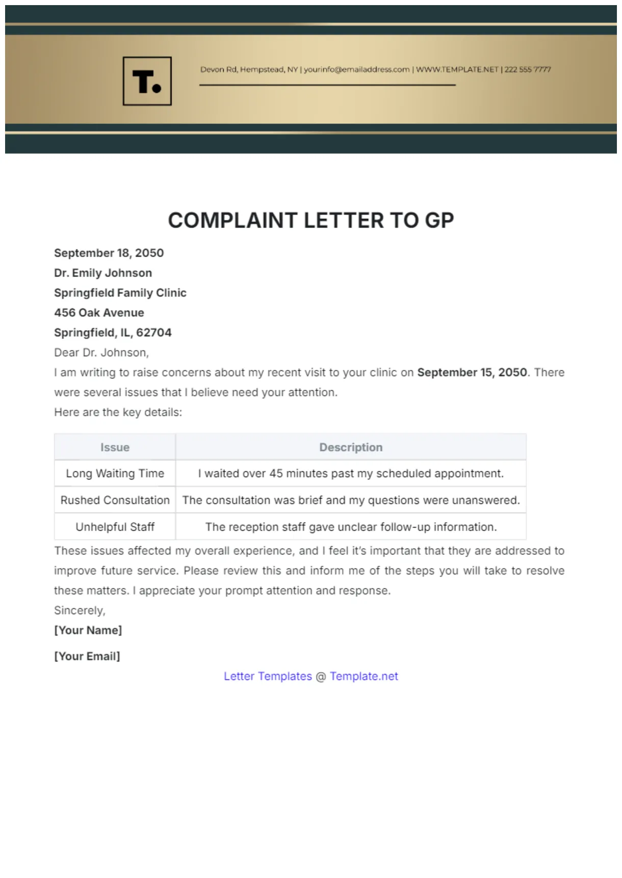 Free Complaint Letter for Poor Cleaning Service Template to Edit Online