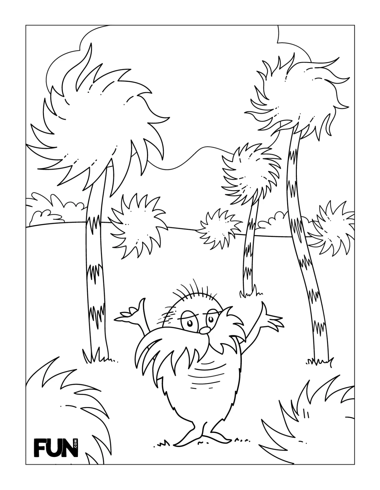 Dr seuss lorax tree coloring pages sketch coloring page
