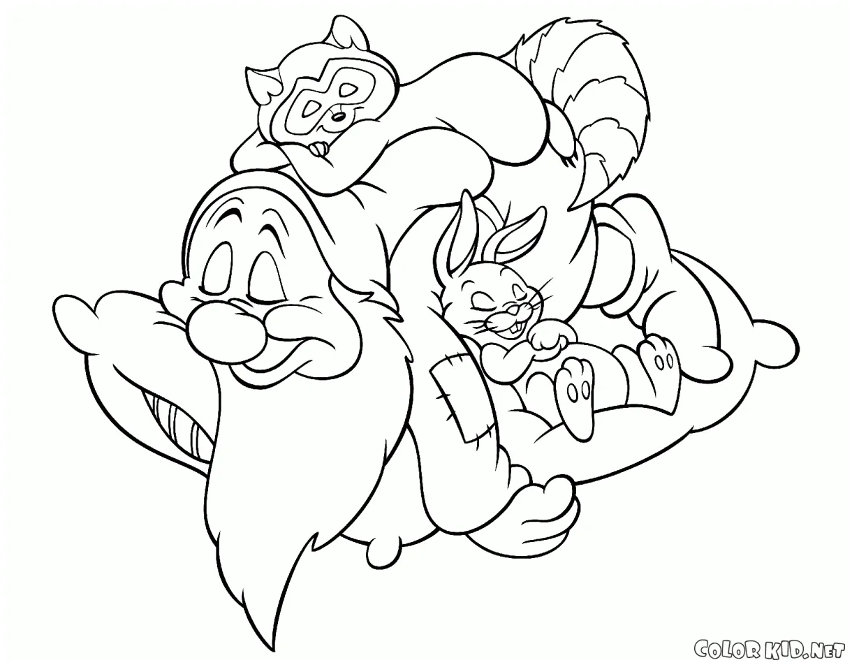Coloring page seven dwarfs
