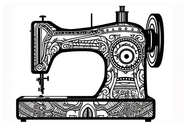 Premium ai coloring page sewing machine