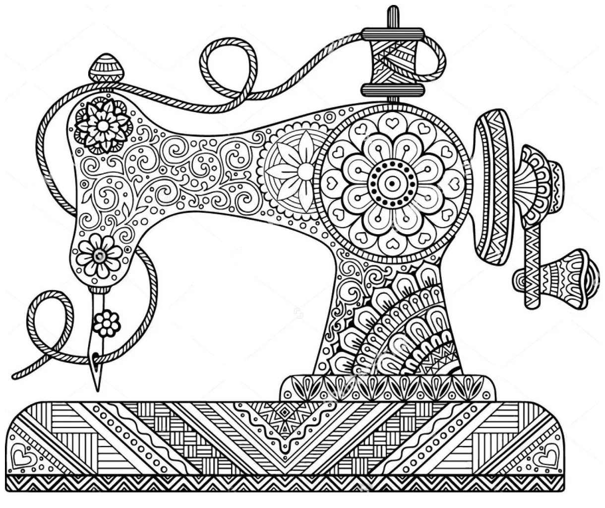Sewing machine coloring coloring pages