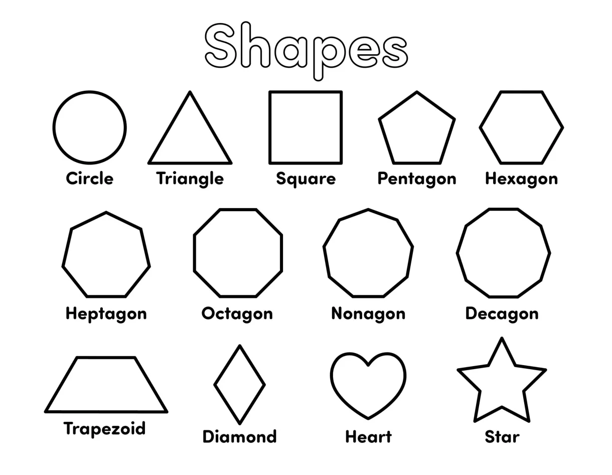 Shapes Coloring Page - Little Bee Family