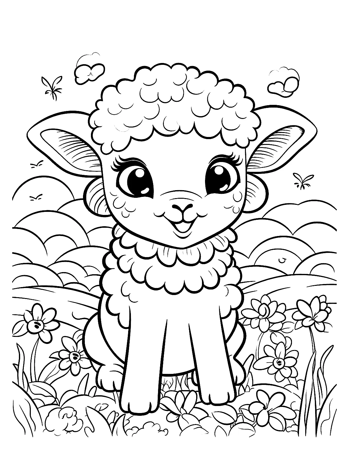 A Beautiful Sheep Coloring Page - Free Printable Coloring Pages