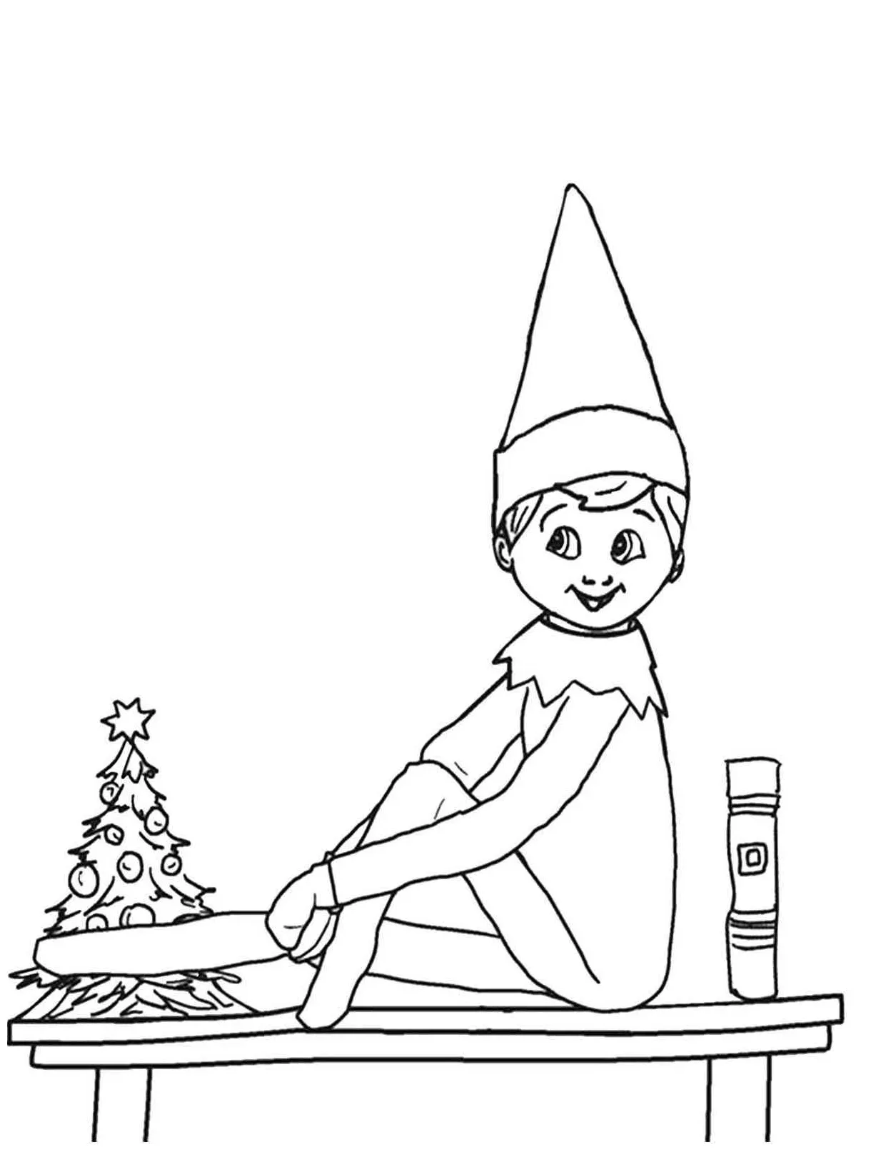 Elf on the free printable printable coloring page