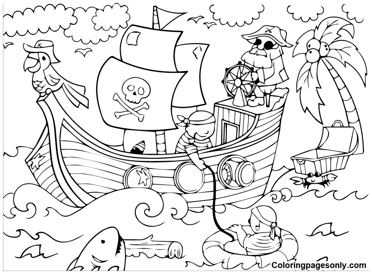 Pirate free printable coloring pages