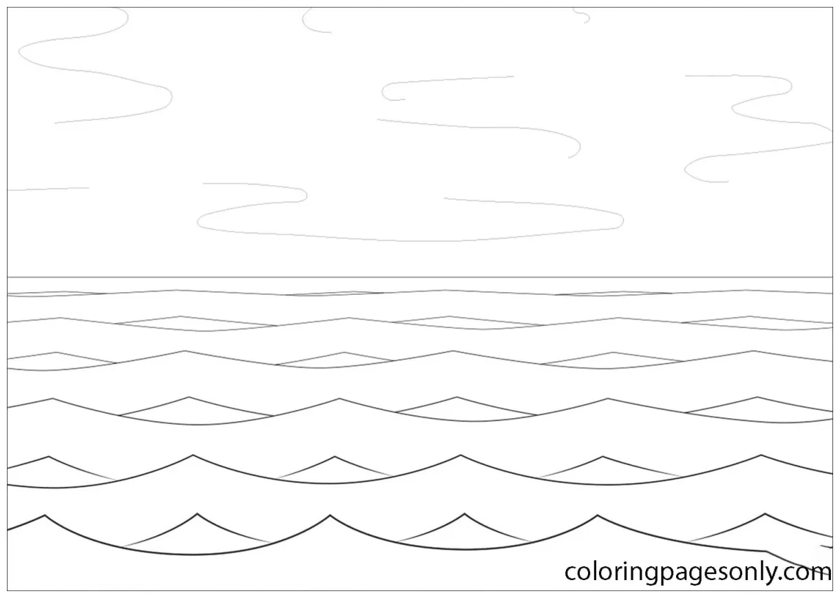 Horizon in the sea Coloring Page - Free Printable Coloring Pages